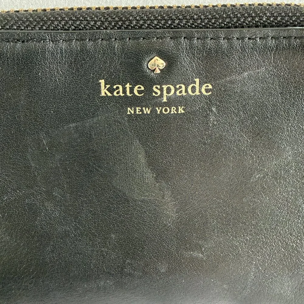 KATE SPADE Madison Small L-Zip Black Leather Wallet Wristlet